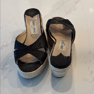 Jimmy Choo Black Wedge Sandals